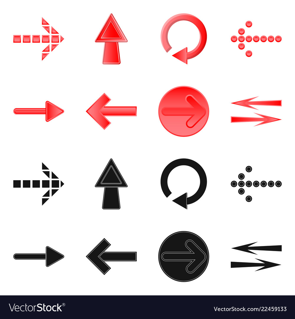 Isolated object of element and arrow sign set vector image Isolated object of element and arrow sign set