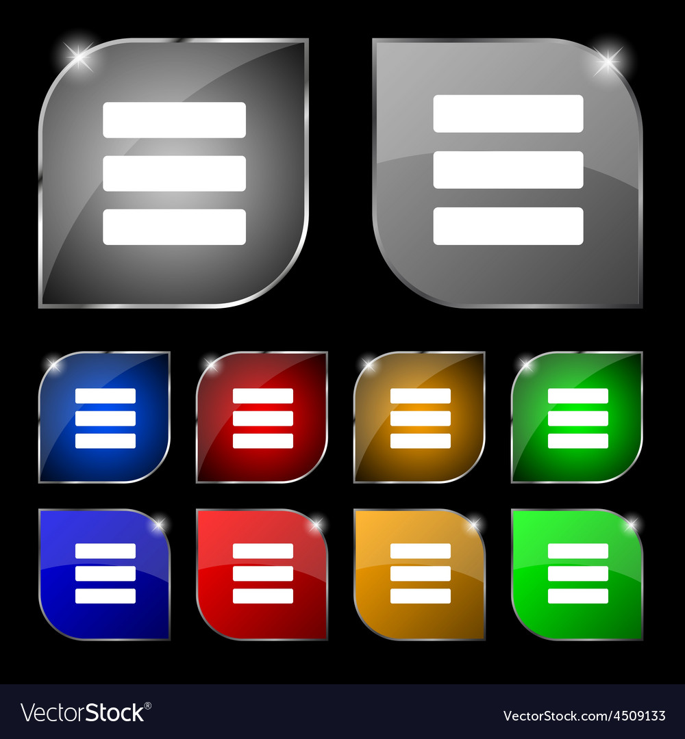 List menu content view options icon sign set of Vector Image