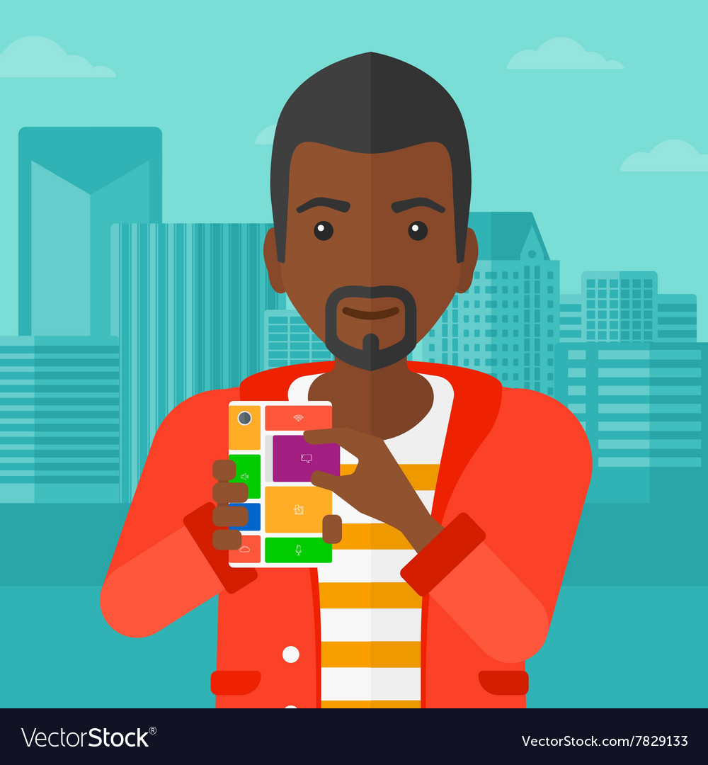 Man with modular phone