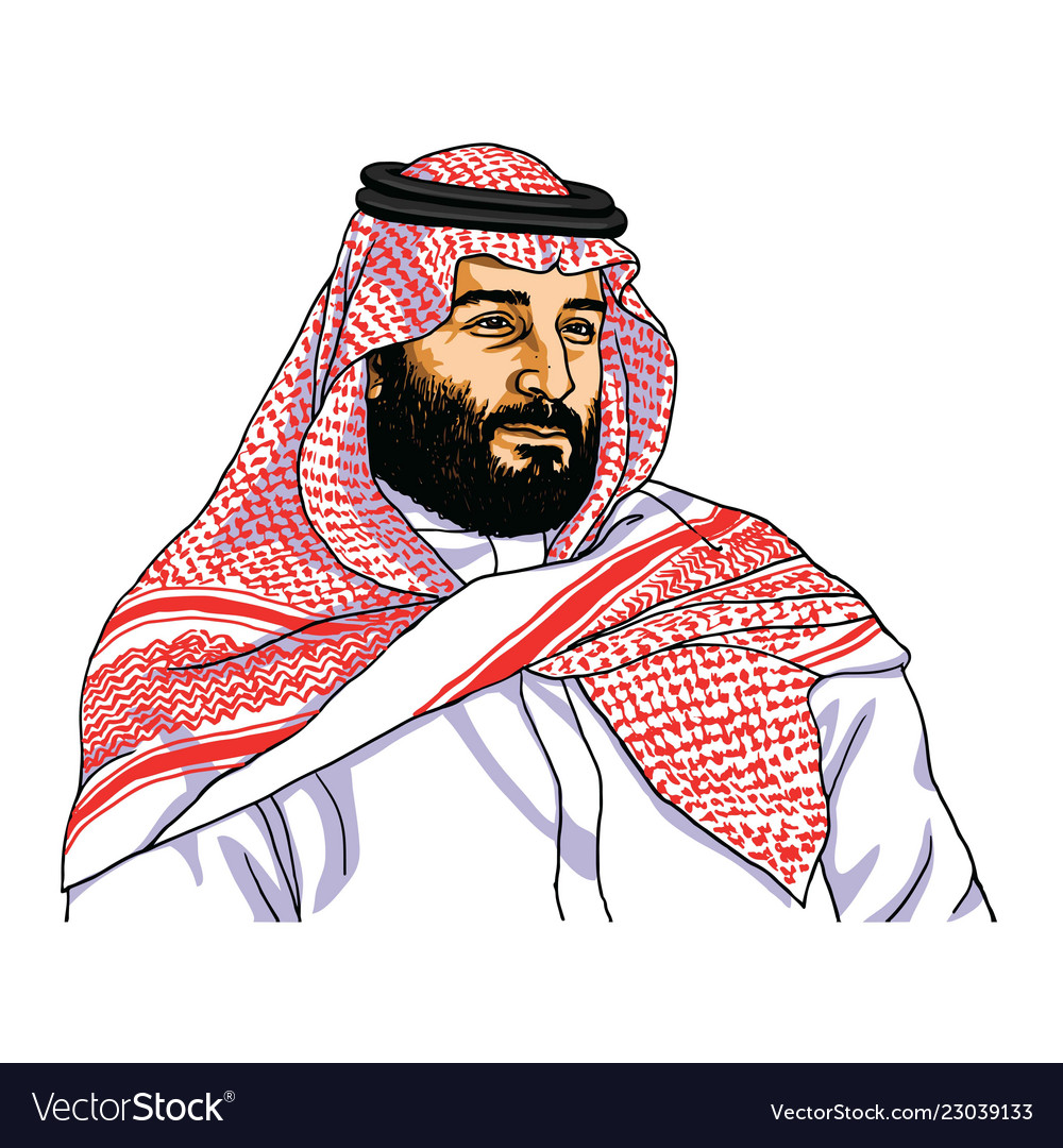 Mohammad bin salman portrait caricature Royalty Free Vector