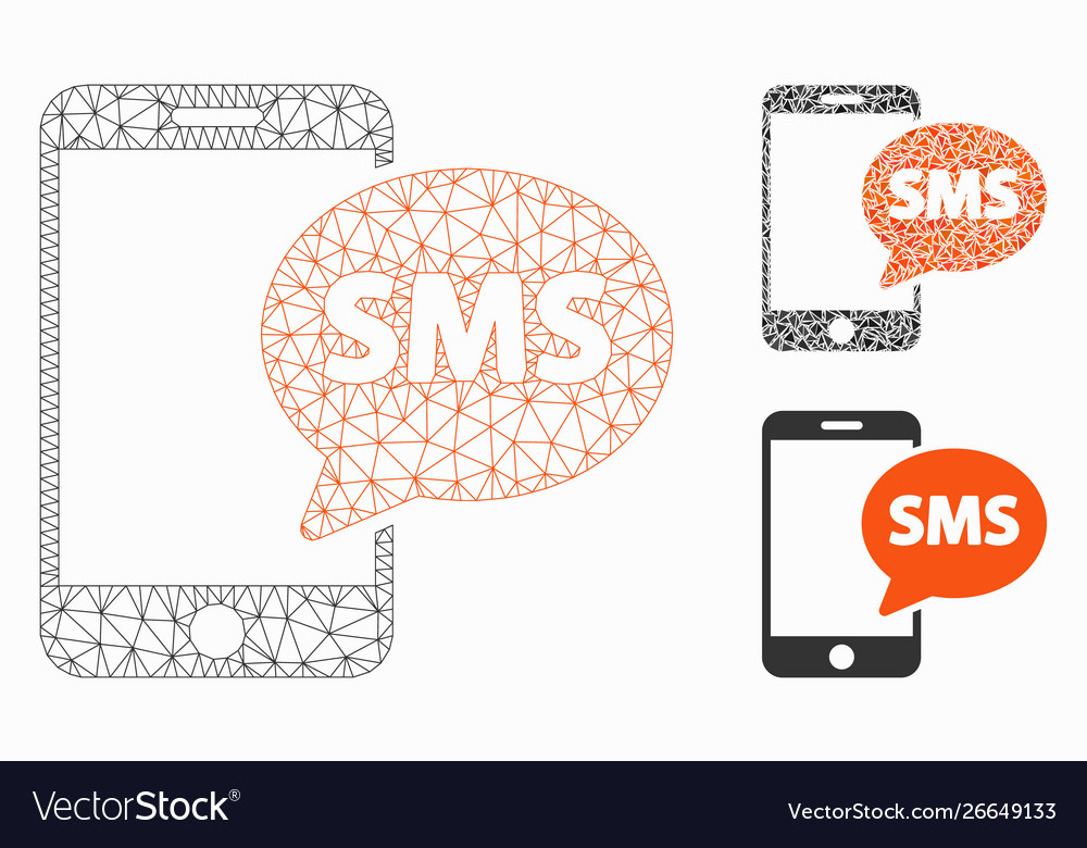 Phone sms mesh network model and triangle vector image Phone sms mesh network model and triangle