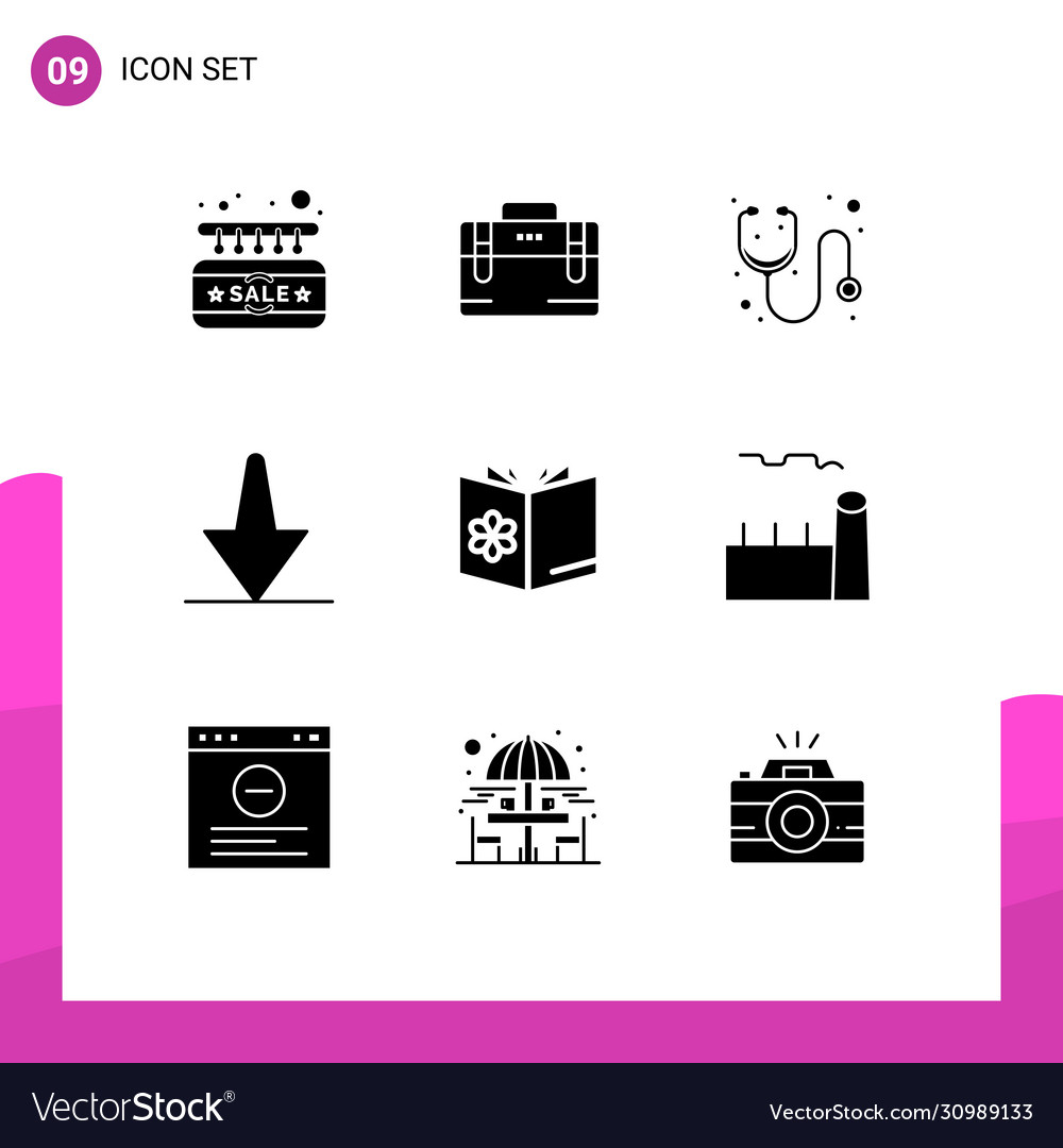 Pictograph set 9 simple solid glyphs learn