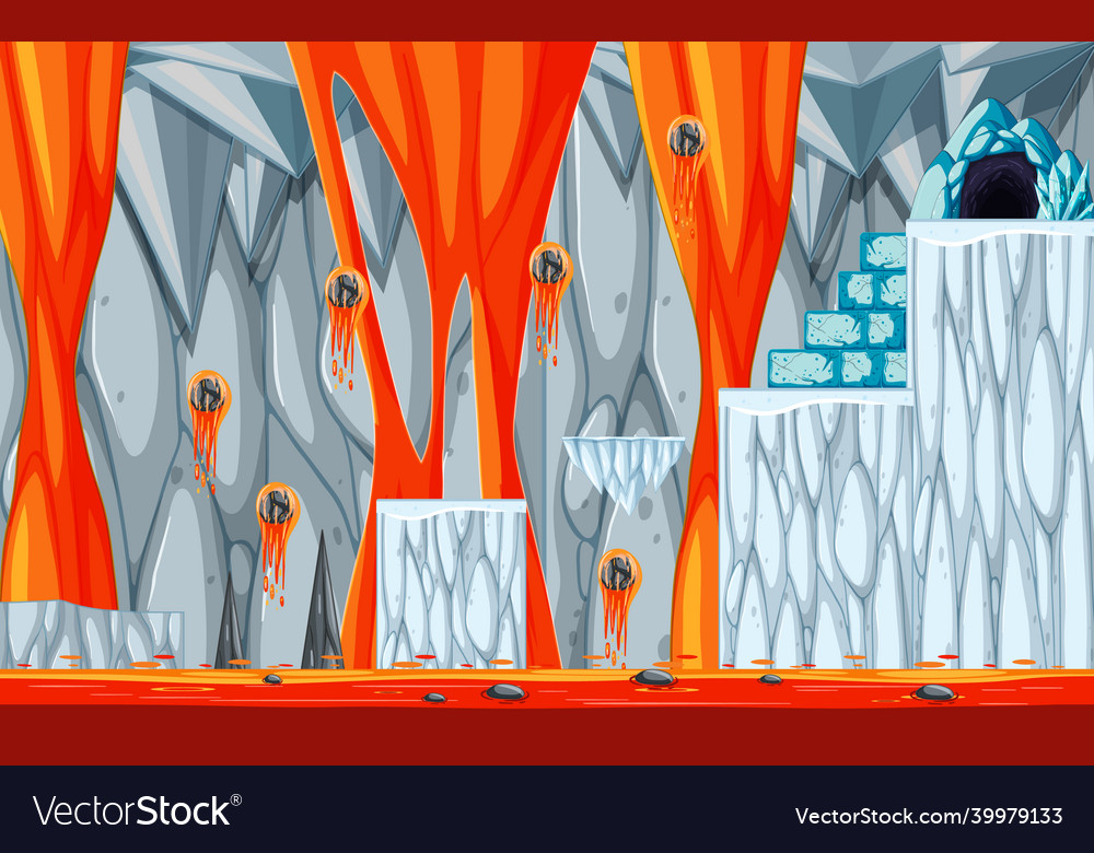 Platformer game template with ice cave vector image Platformer game template with ice cave