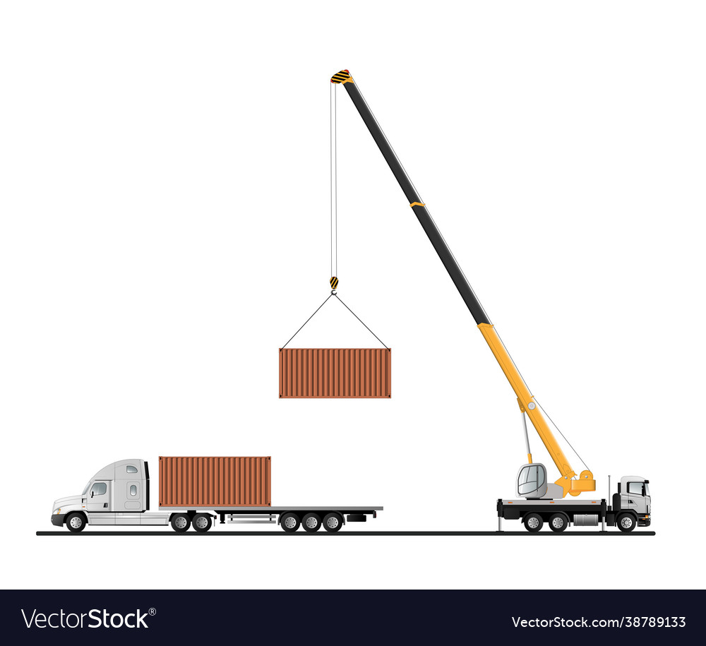 Process unloading a container truck Royalty Free Vector