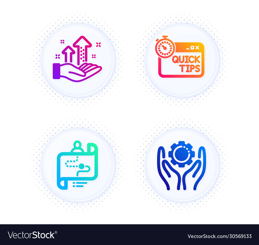 Quick tips analysis graph and journey path icons vector image Quick tips analysis graph and journey path icons