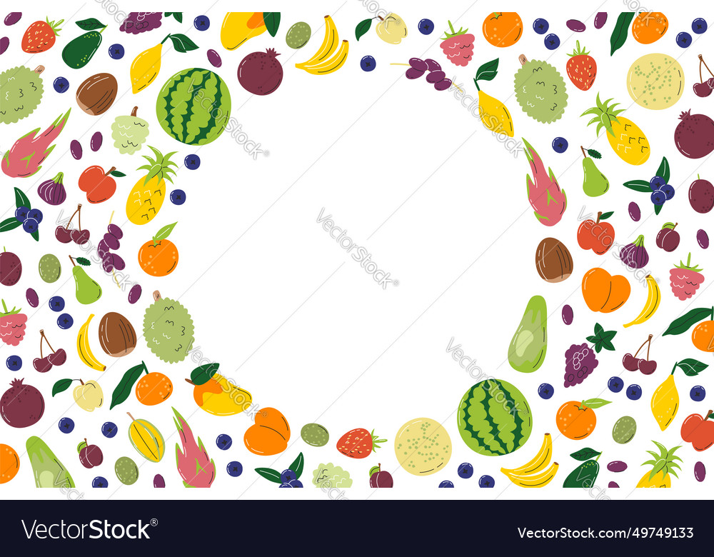 Rectangular template with various fruits Vector Image Rectangular template with various fruits