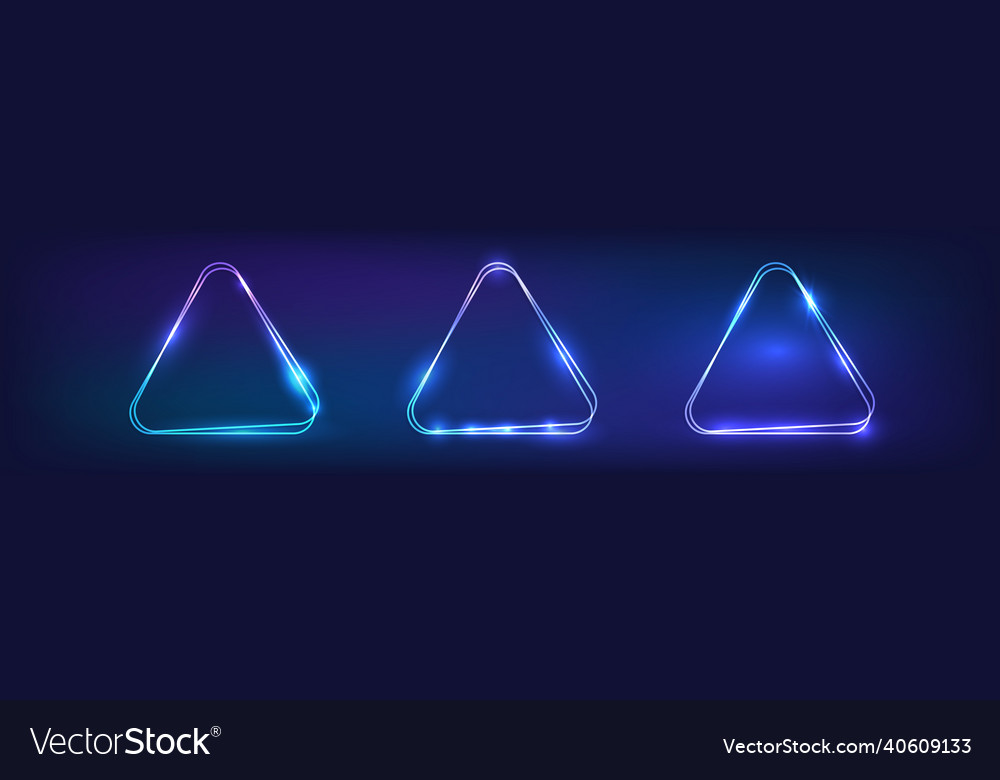 Set of neon double frames with shining effects vector image Set of neon double frames with shining effects