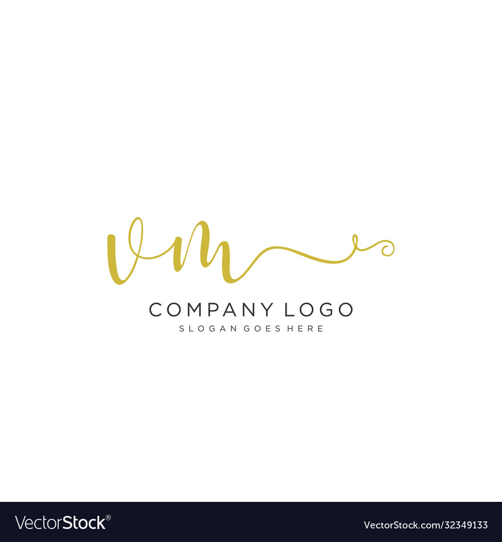 Vm initial handwriting logo design Royalty Free Vector Image