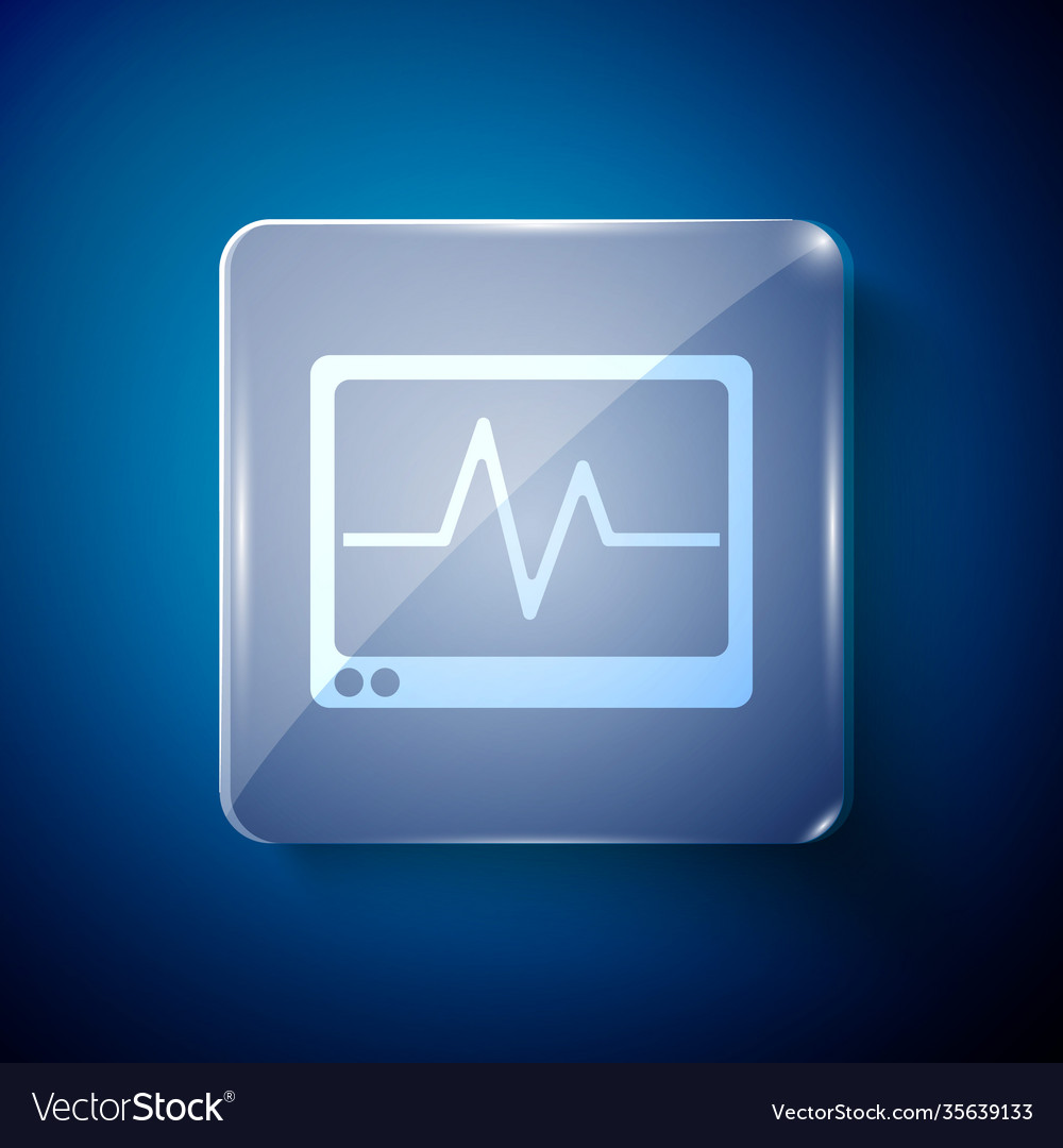 White computer monitor with cardiogram icon Vector Image White computer monitor with cardiogram icon