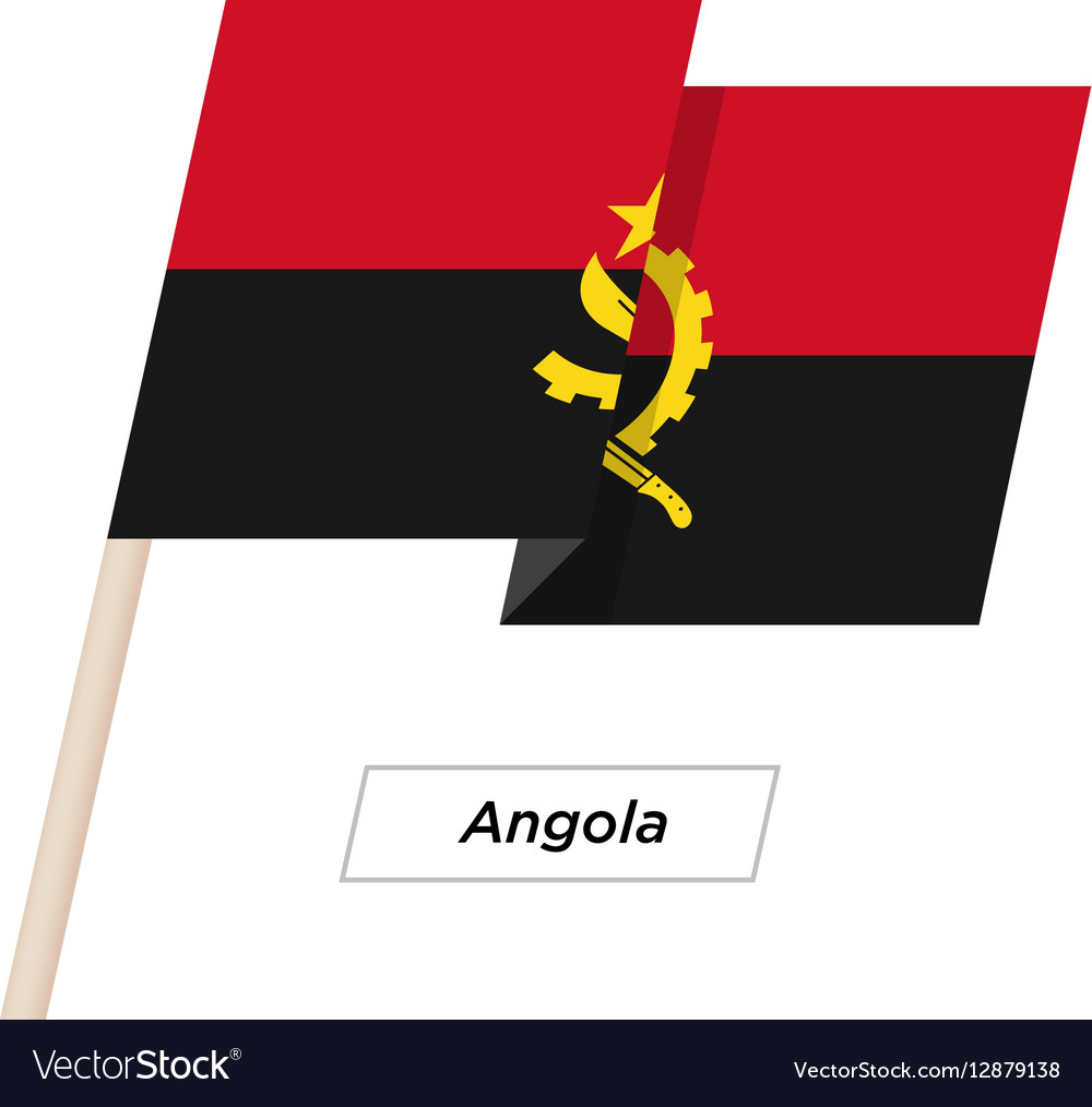 Angola ribbon waving flag isolated on white