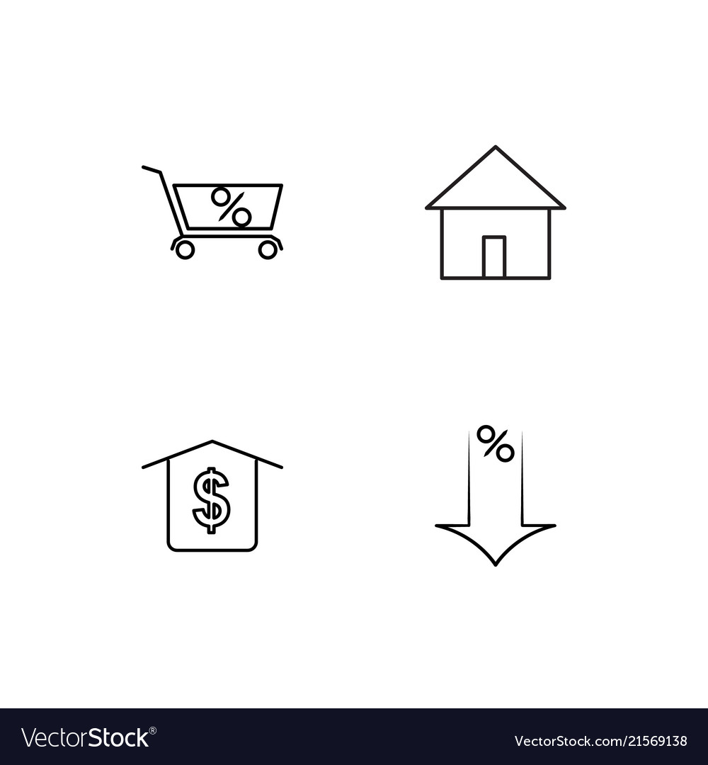 Banking linear icons set simple outline