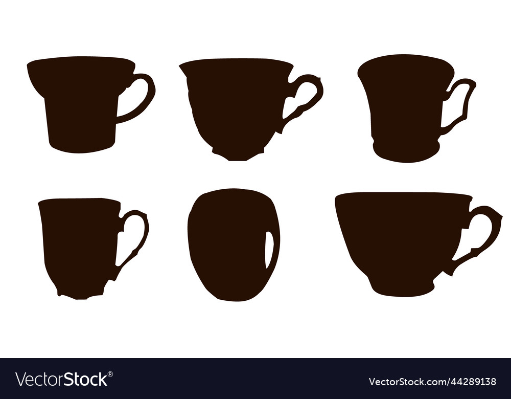 Collection Of Tea And Coffee Cups Silhouettes Vector Image 5094