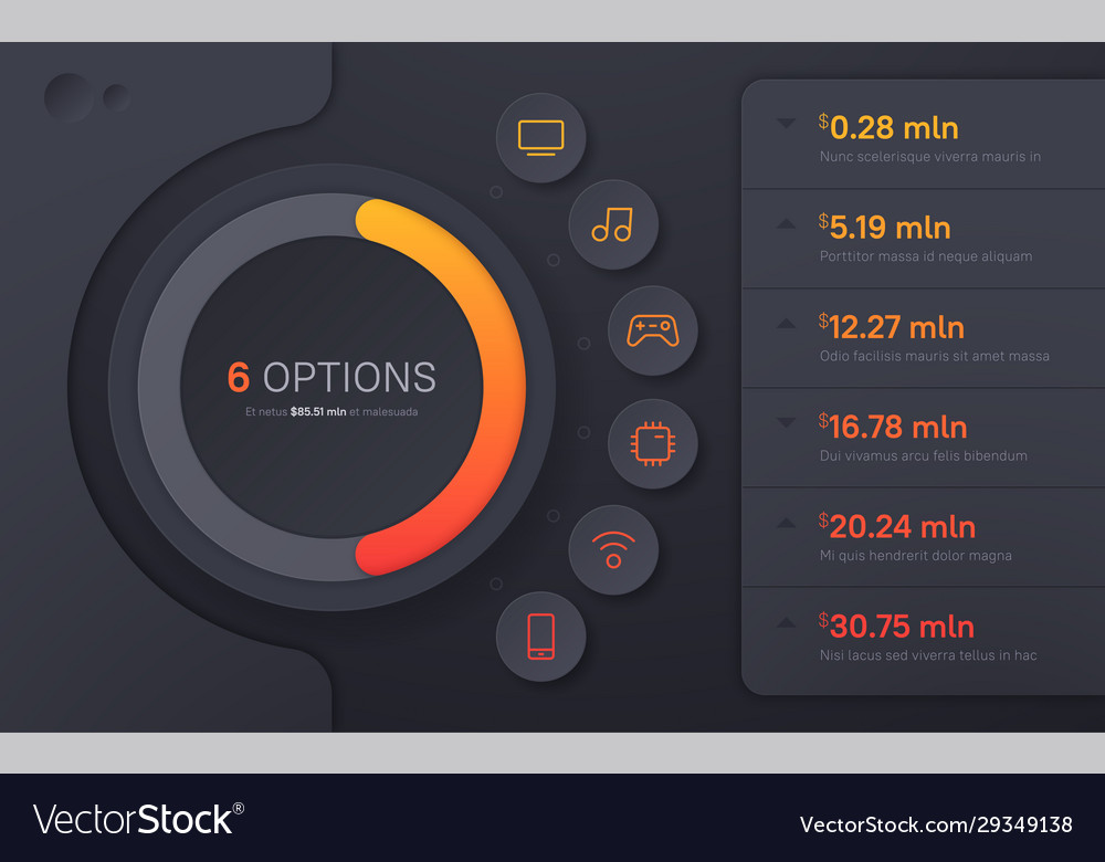 Dark hued presentation infographic template Vector Image