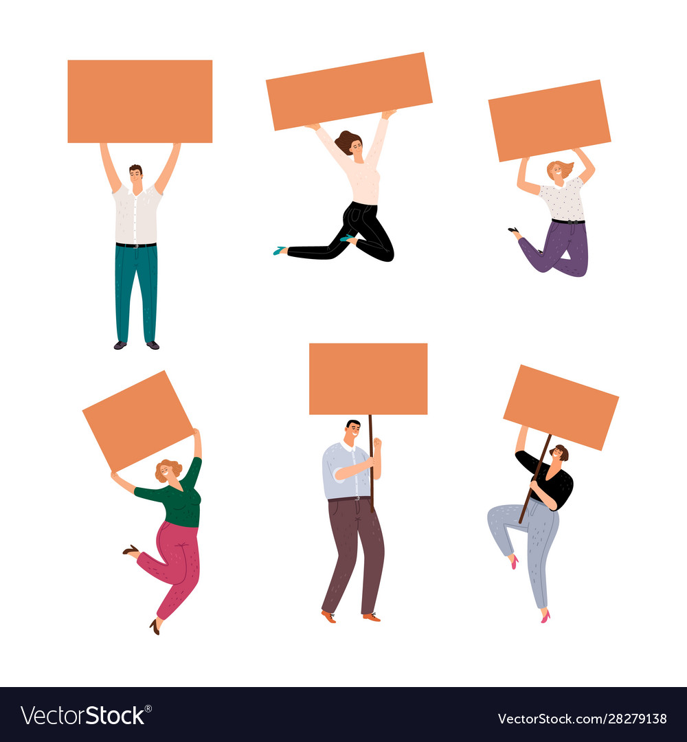 Demonstration people with posters Royalty Free Vector Image