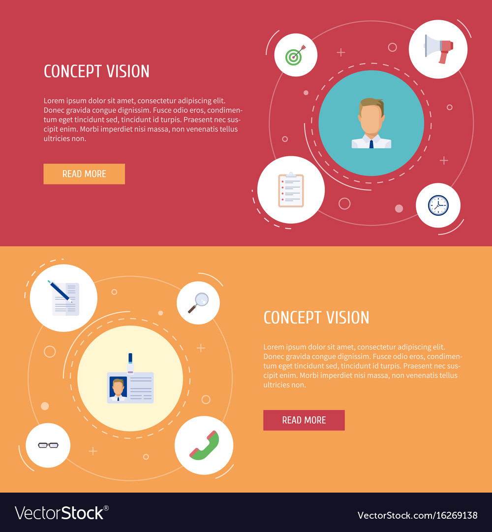 Flat icons goal clock task list and other