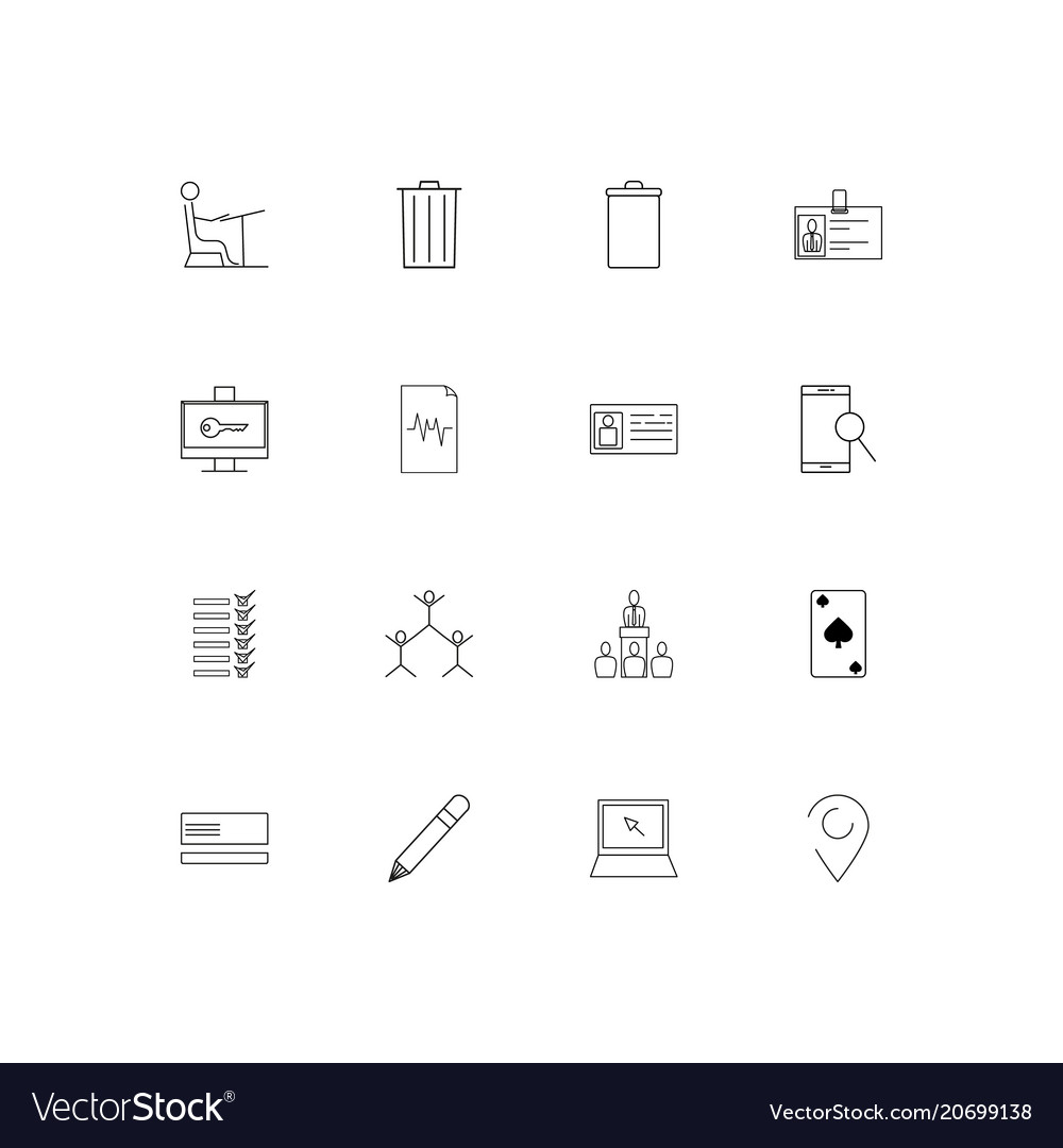 Office simple linear icons set outlined