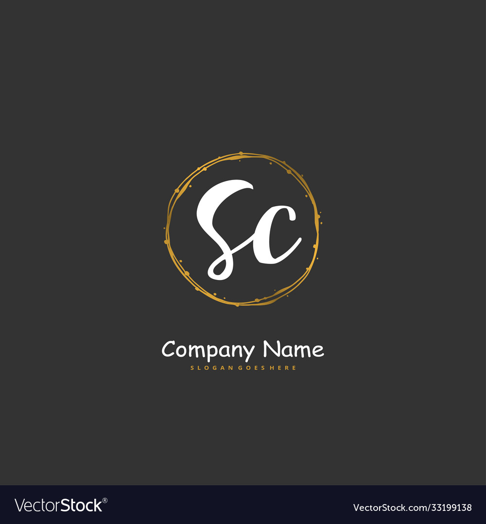 S c sc initial handwriting and signature logo vector image S c sc initial handwriting and signature logo