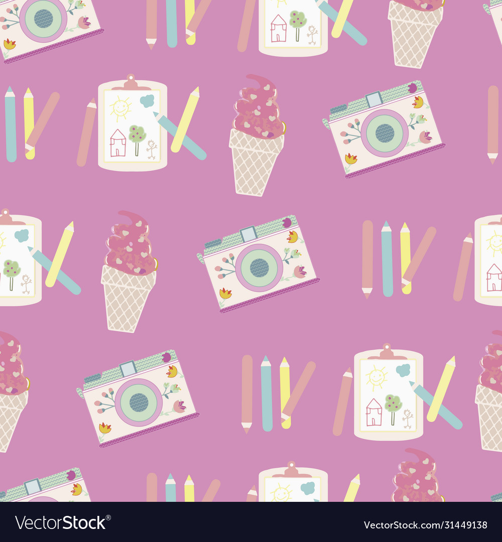 Seamless pattern background with cameras vector image Seamless pattern background with cameras