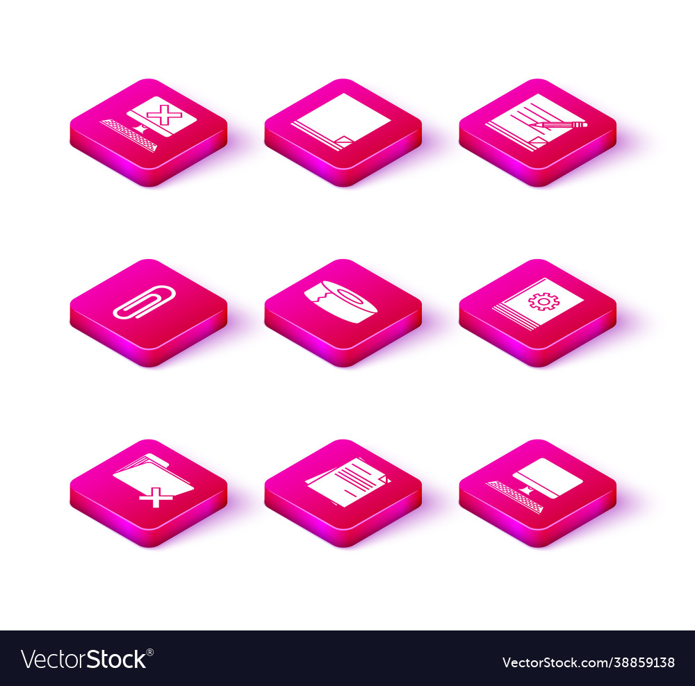 Set delete folder file document paper clip vector image Set delete folder file document paper clip