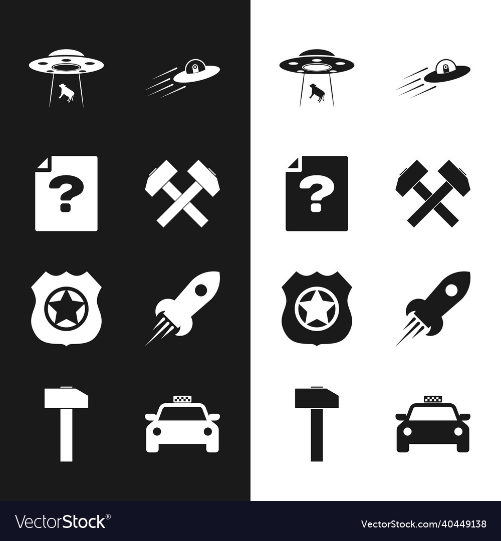 Set two crossed hammers unknown document ufo vector image Set two crossed hammers unknown document ufo