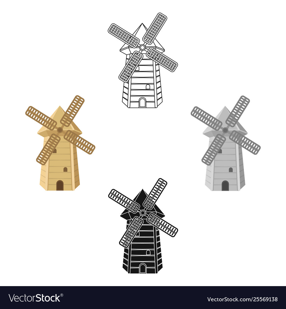 Spanish mill icon in cartoonblack style isolated