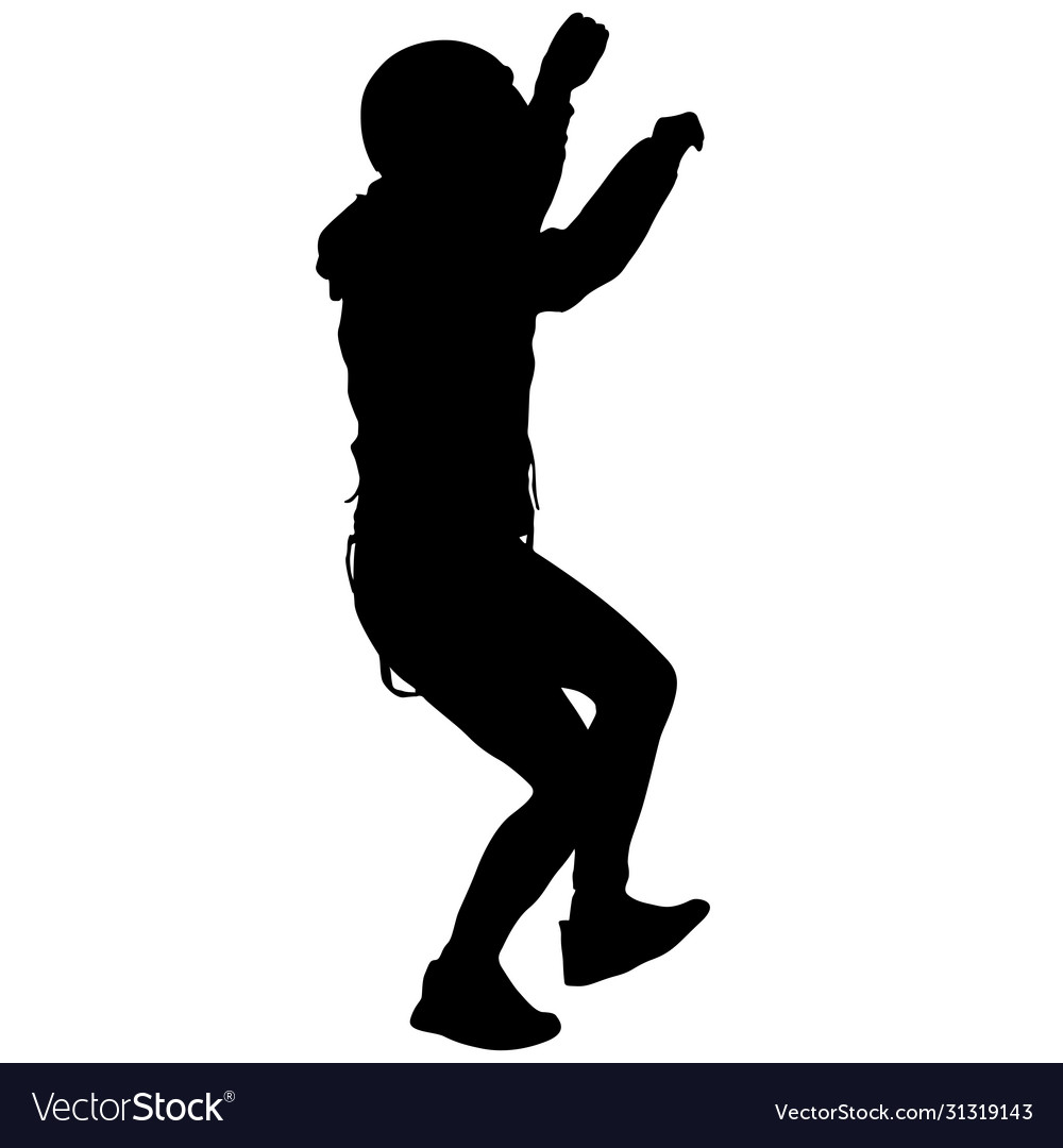 Black silhouette rock climber on white background