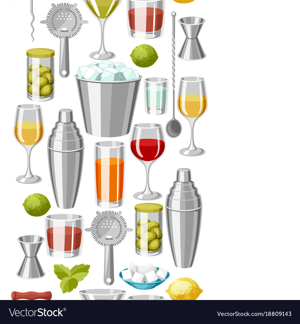 Cocktail bar seamless pattern essential tools