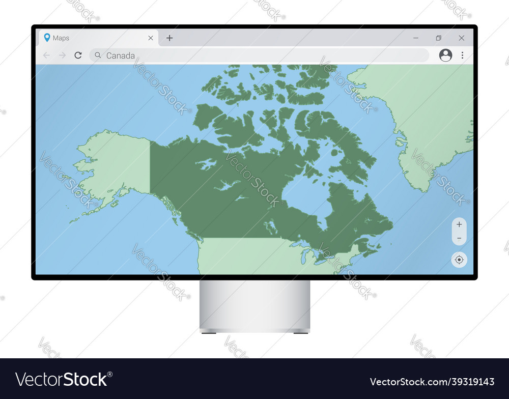 Computer monitor with map of canada in browser Vector Image Computer monitor with map of canada in browser