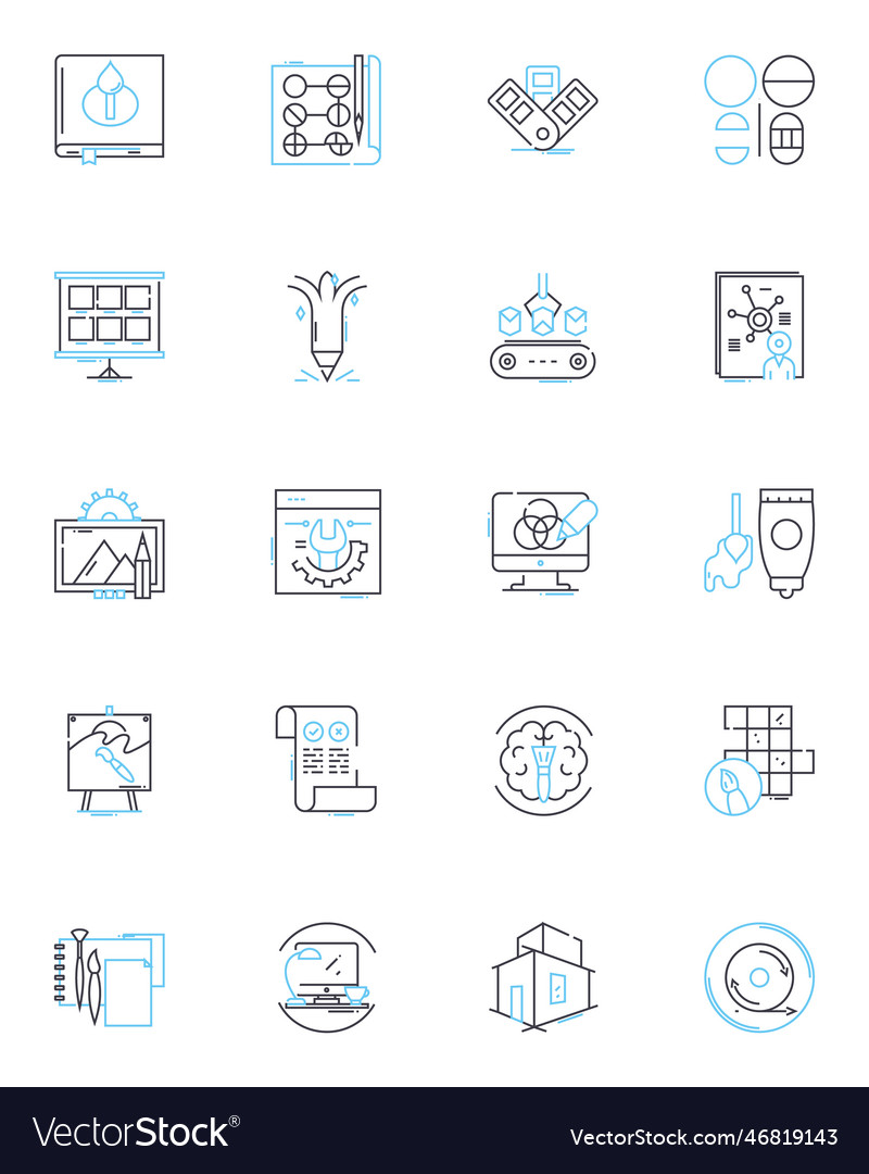 Creative problem-solving linear icons set vector image Creative problem-solving linear icons set
