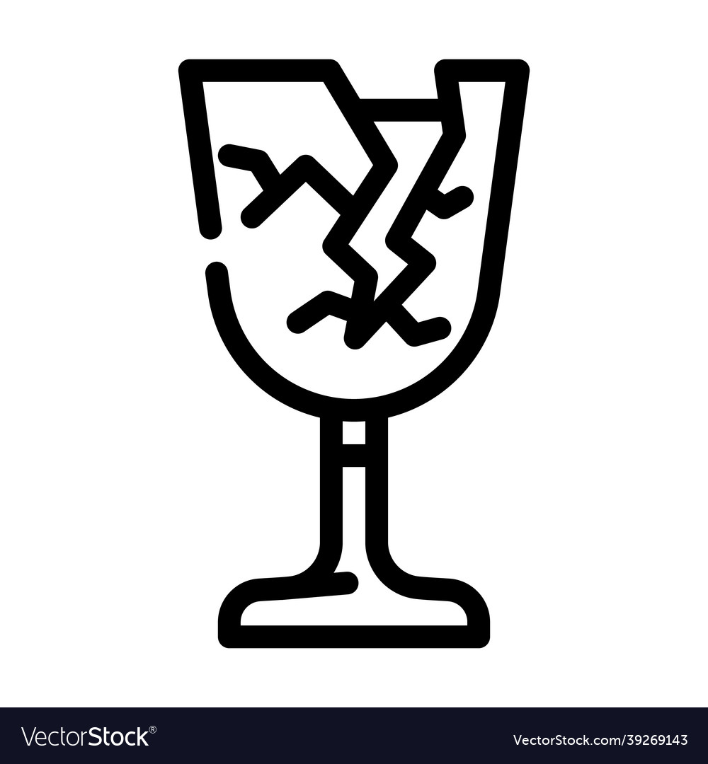 Fragile mark line icon vector image Fragile mark line icon