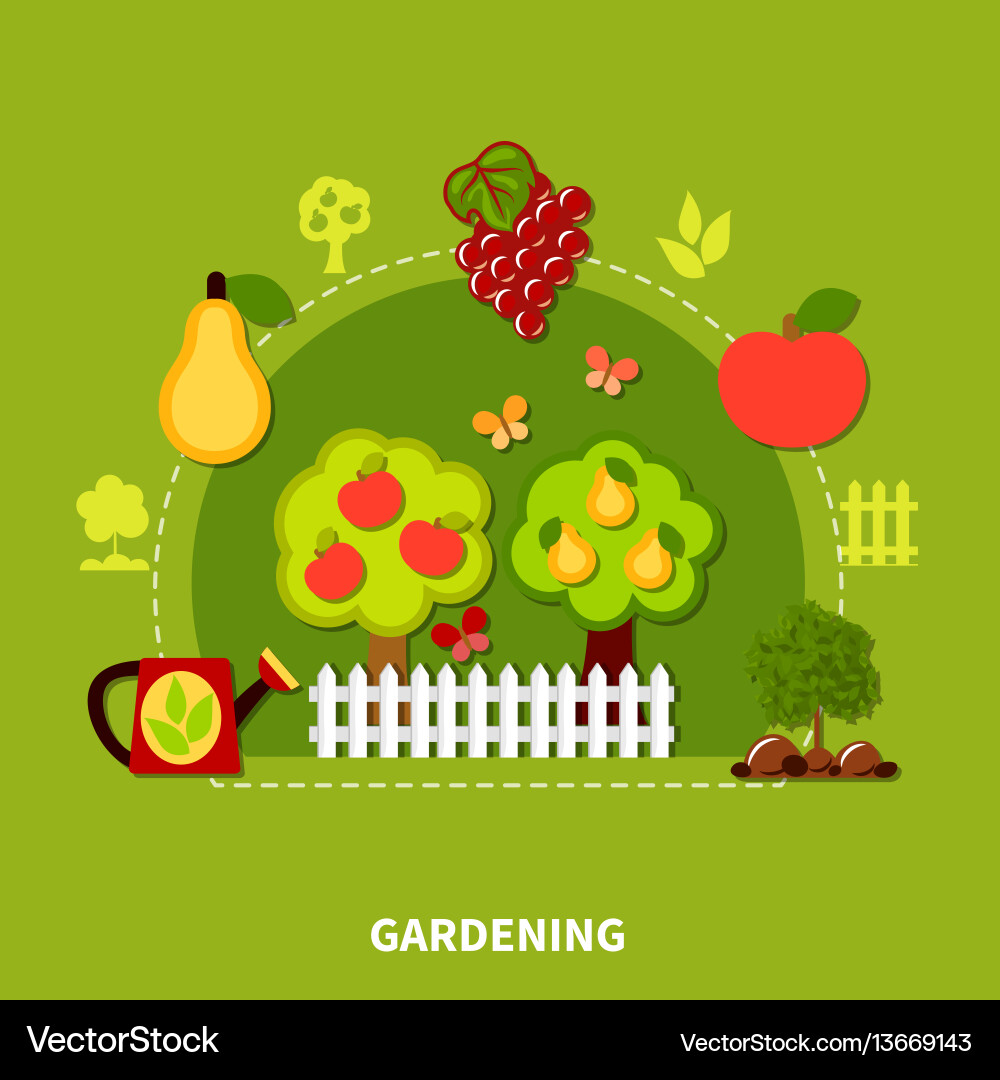 Gardening tools flat composition Royalty Free Vector Image