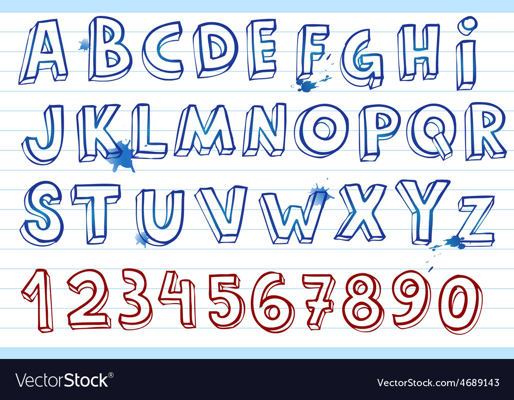 Hand drawing alphabet Royalty Free Vector Image