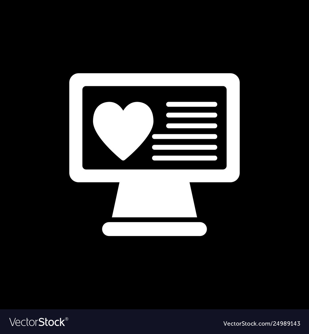 Heart on desktop solid icon monitor with Vector Image Heart on desktop solid icon monitor with
