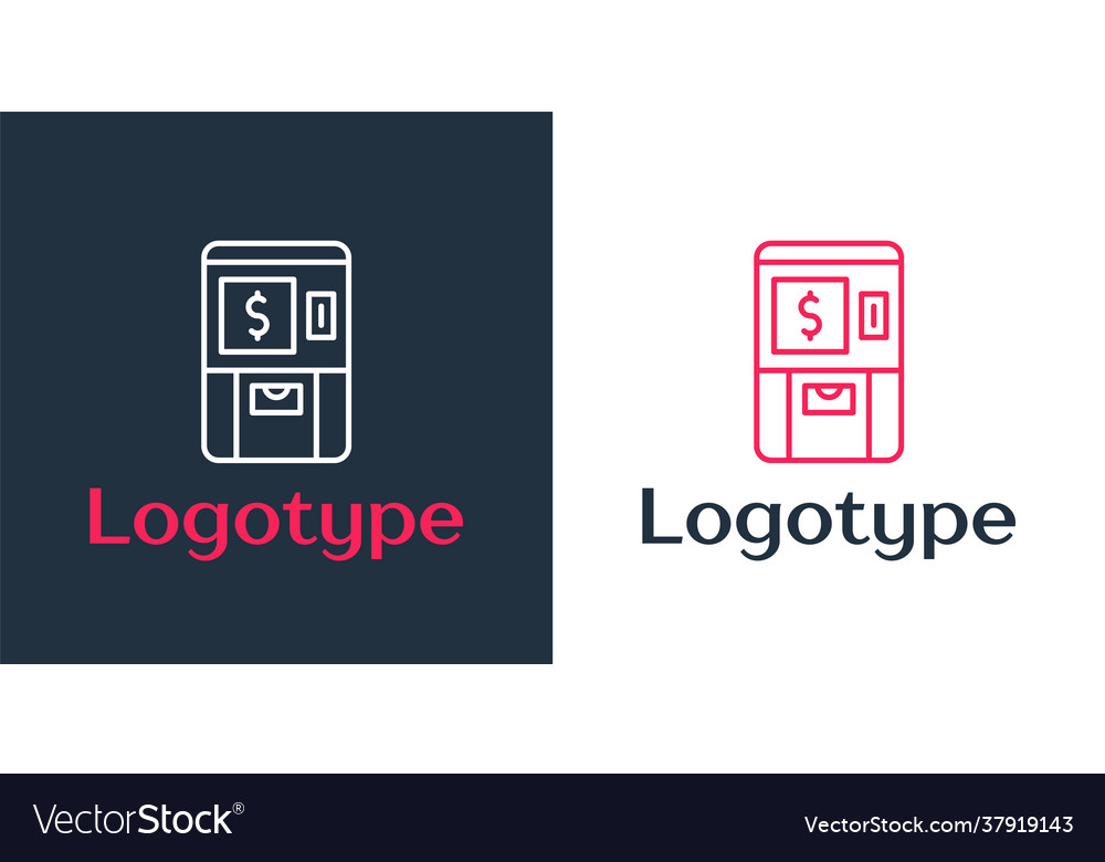 Logotype line atm - automated teller machine vector image Logotype line atm - automated teller machine