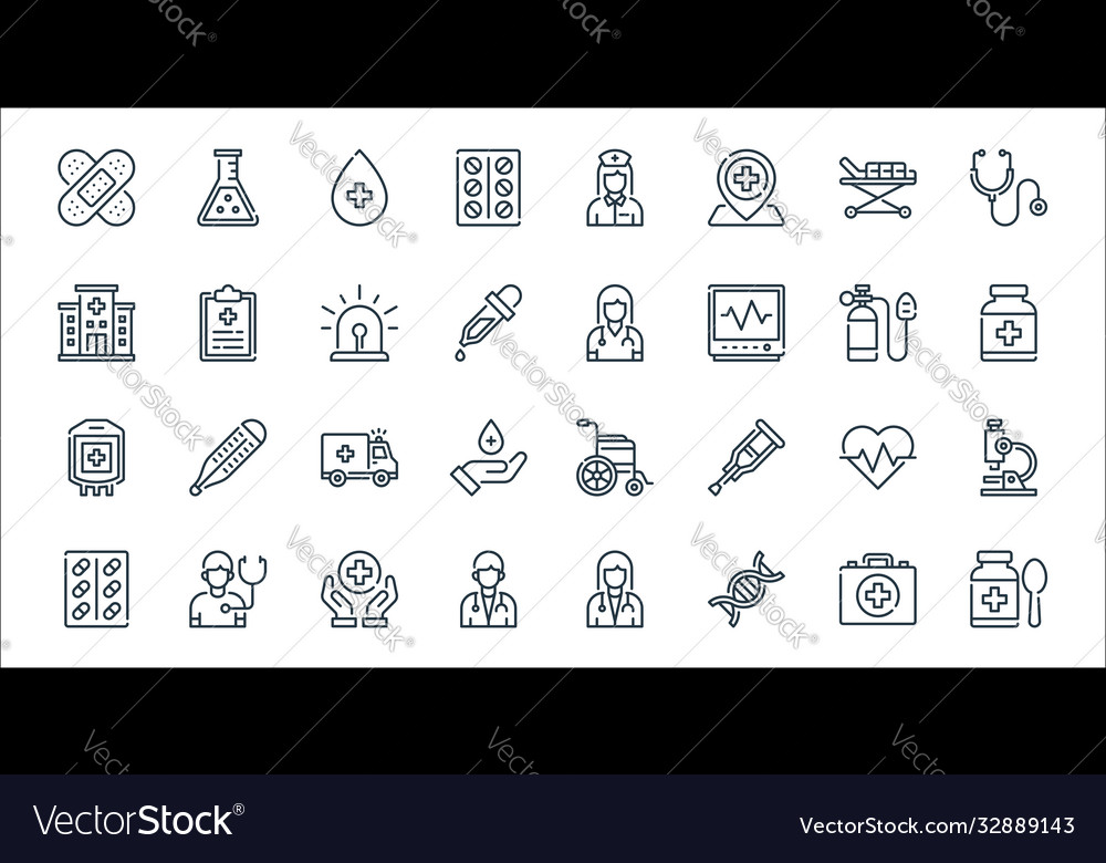 Medical line icons linear set quality