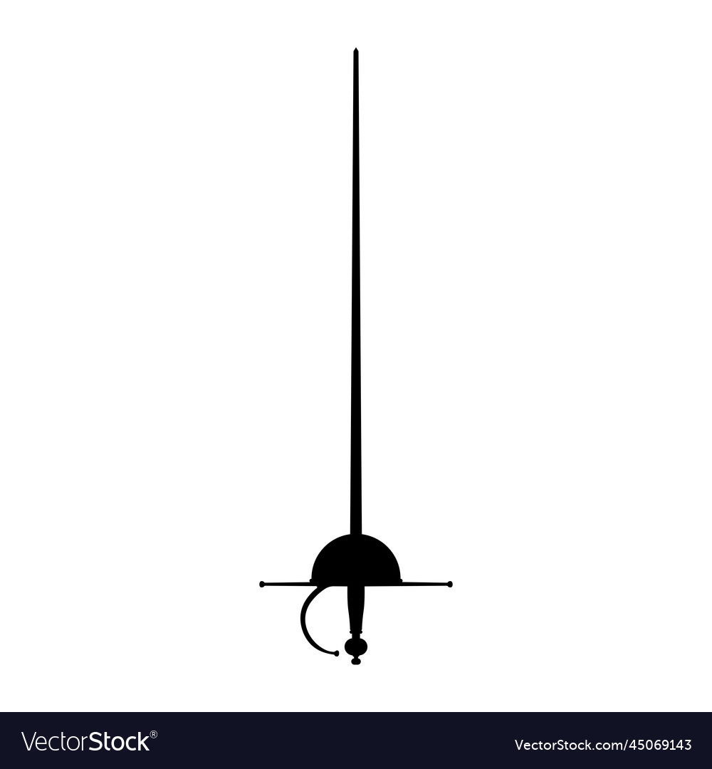 Rapier silhouette black and white icon design vector image Rapier silhouette black and white icon design