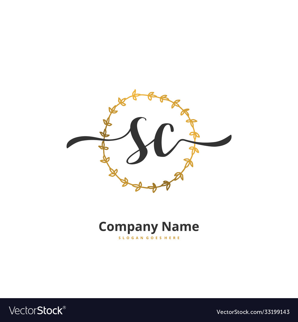 S c sc initial handwriting and signature logo Vector Image S c sc initial handwriting and signature logo