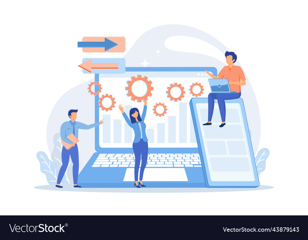 Tester and developer work with laptop tablet