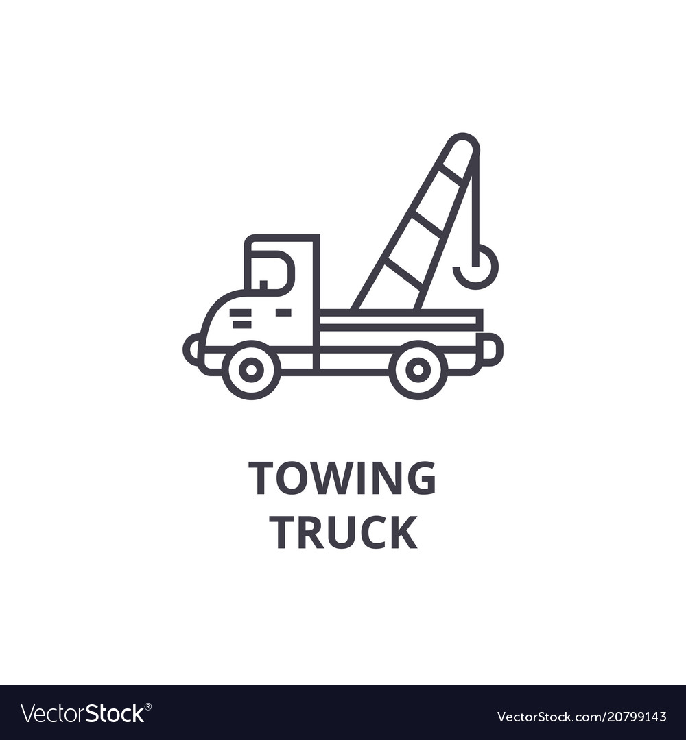 Towing truck line icon sign