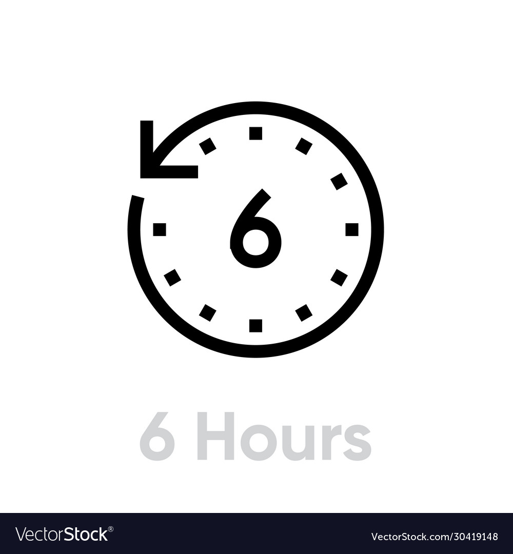 6 Hour Timer Icon with Arrow