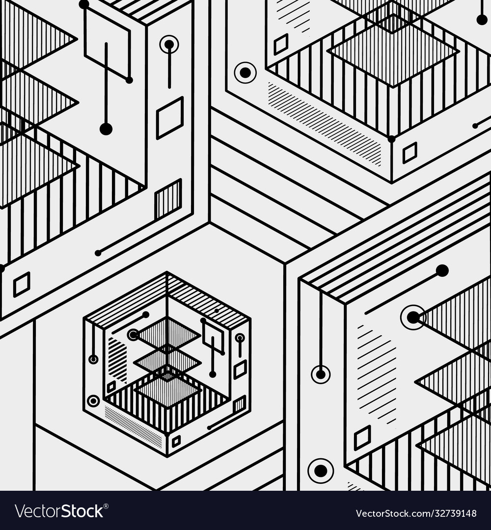 Abstract lines background design isometric vector image Abstract lines background design isometric
