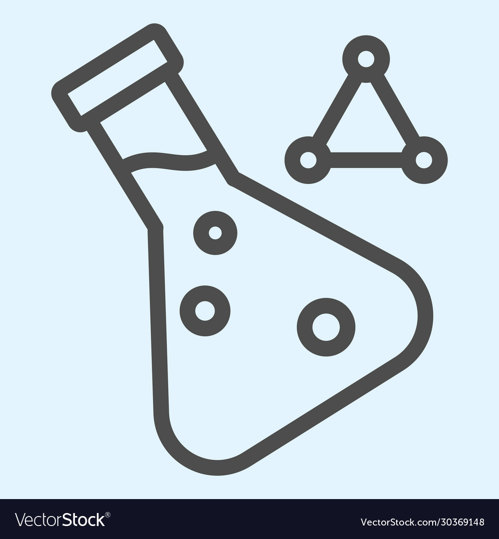 Analysis flask line icon test tube with analyze vector image Analysis flask line icon test tube with analyze