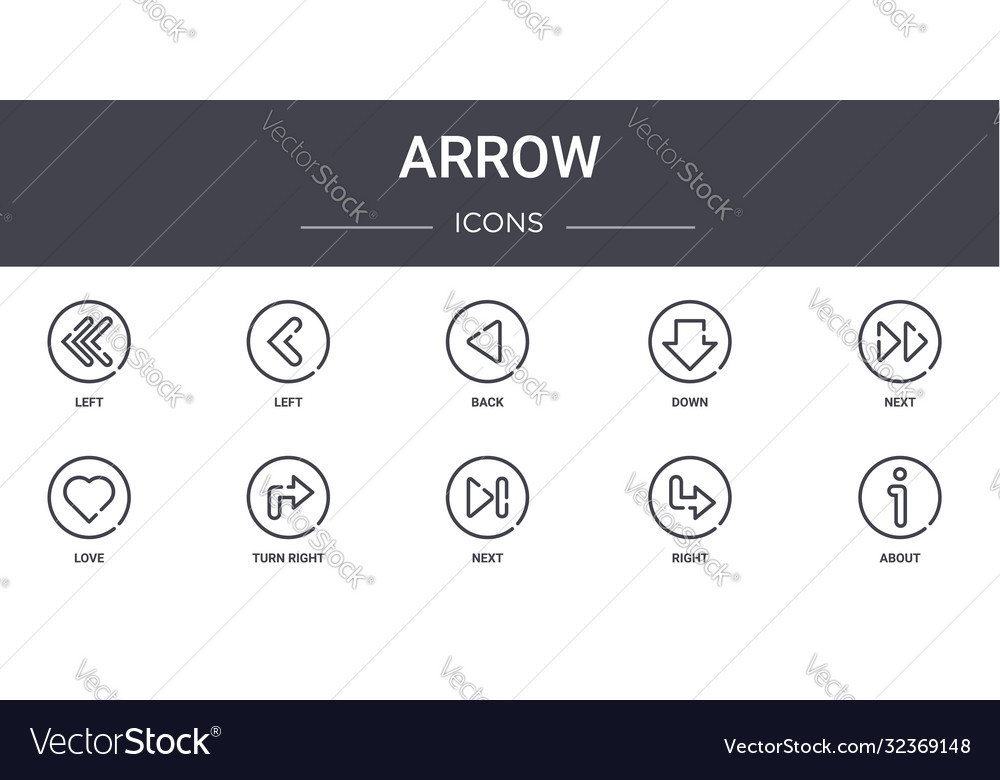 Arrow concept line icons set contains Vector Image Arrow concept line icons set contains
