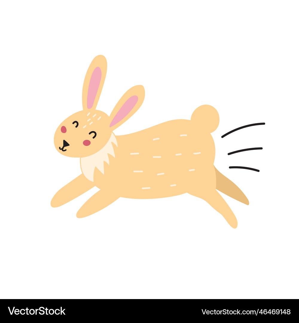 Cute running rabbit funny hand drawn bunny in Vector Image