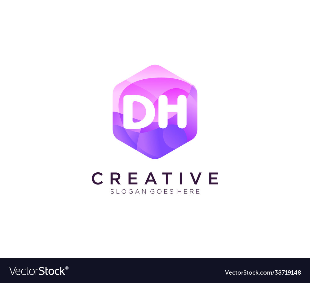 Dh initial logo with colorful hexagon modern