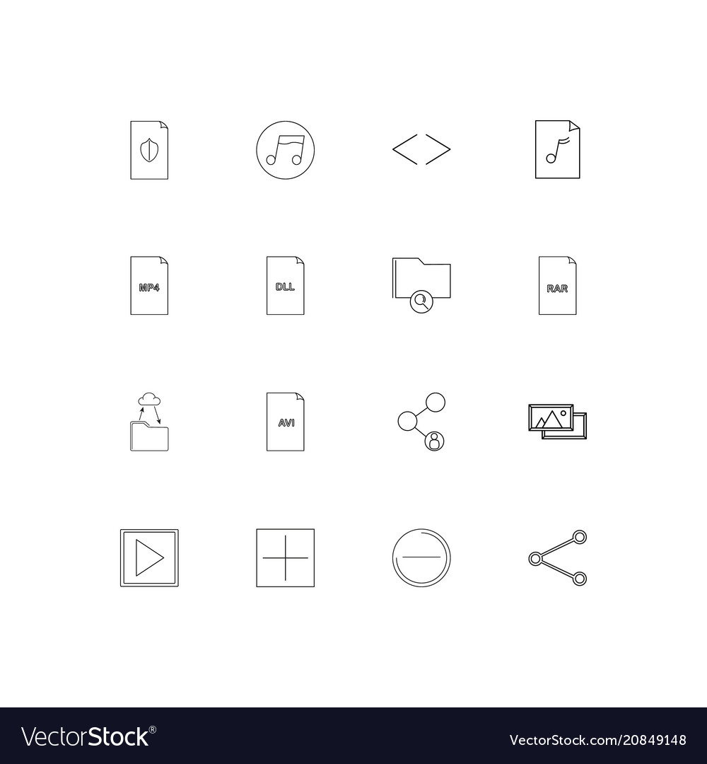 Files and folders sign linear thin icons set