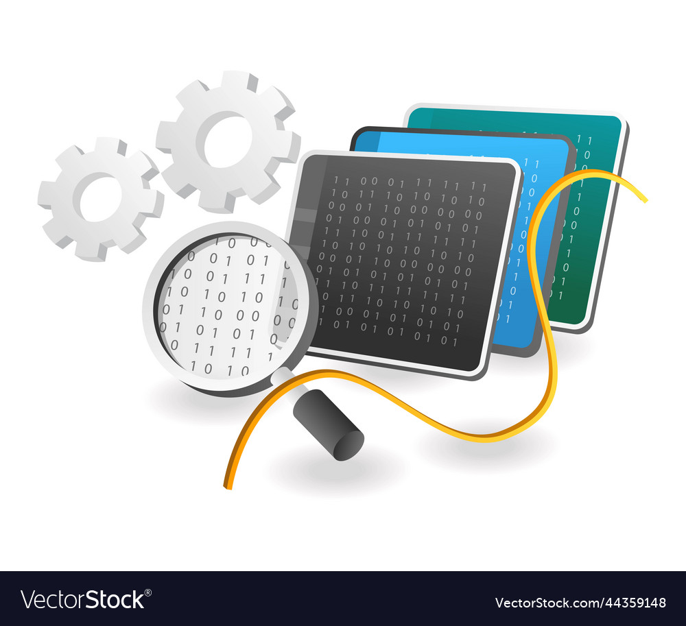 Flat isometric concept programmers binary code
