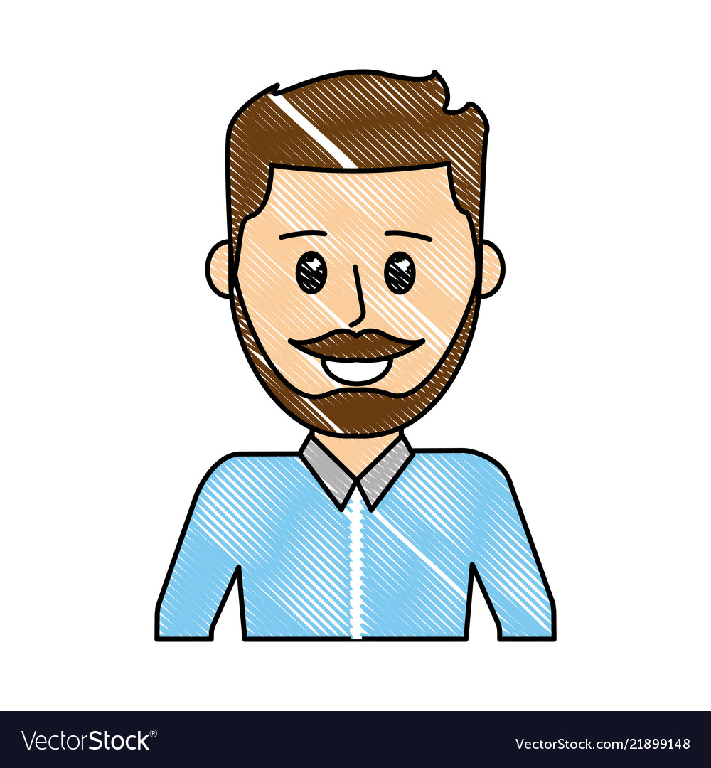 Grated Nice Man With Mustache Design And Hairstyle
