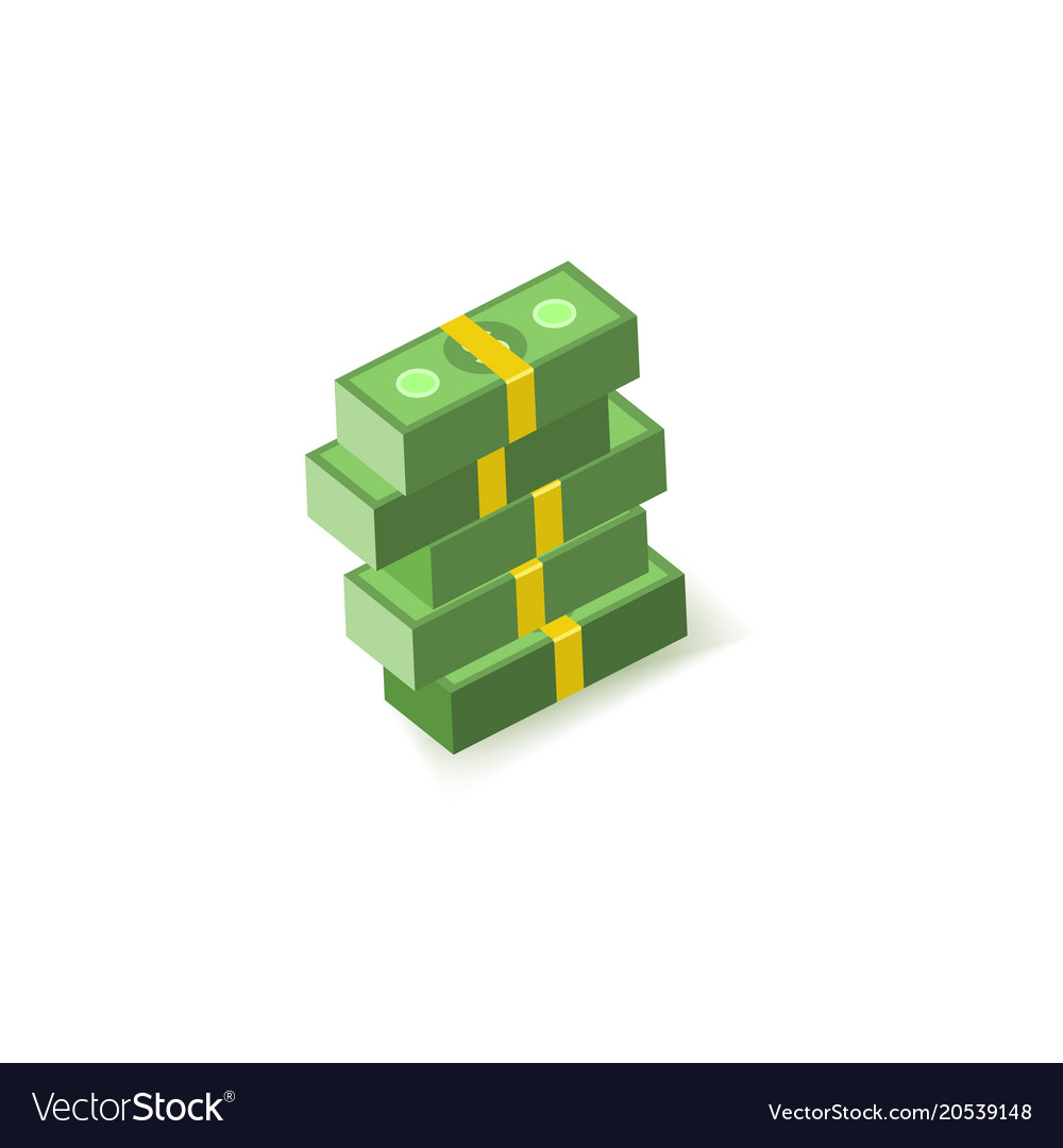 Green paper banknotes of dollars in packs one