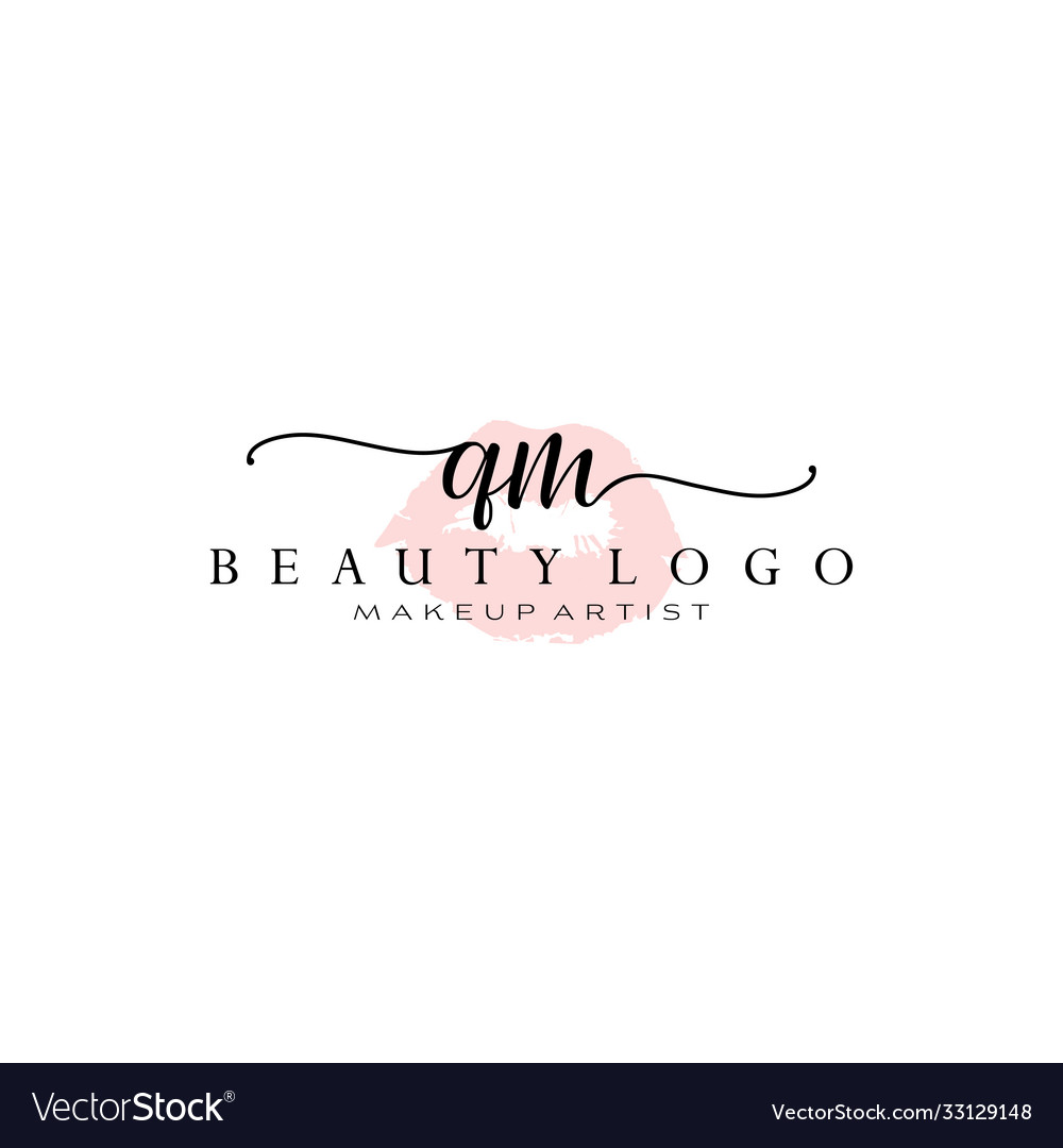 Letter qm watercolor lips premade logo design